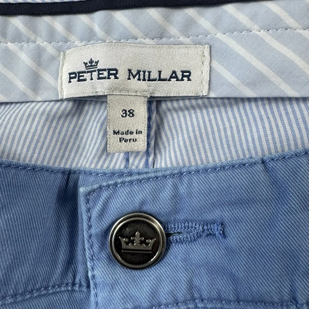 Peter Millar Blue Sateen 5 Pocket Mens Cotton Golf Pant Size 38X30